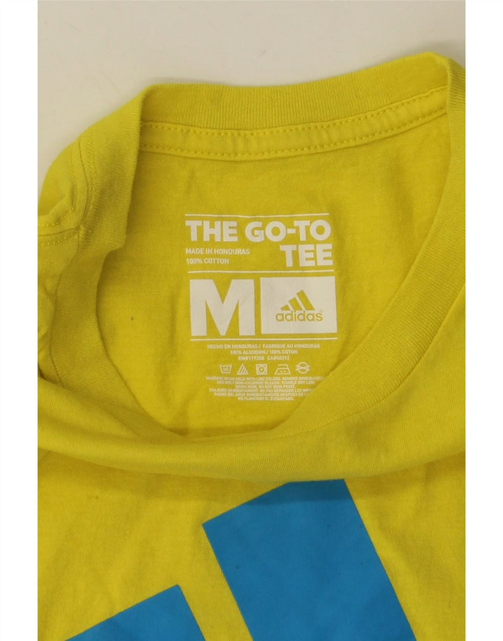 ADIDAS Mens Graphic T-Shirt Top Medium Yellow Cotton