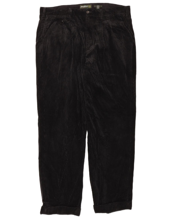 EDDIE BAUER Мужские высокие вельветовые брюки свободного покроя W40 L34 черные