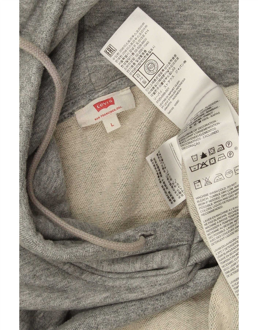 Мужской джемпер с капюшоном Levi's, большой размер, серый хлопок с крапинками
