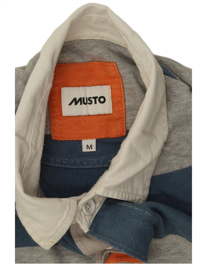 Мужская рубашка-поло для регби Musto, хлопковая синяя полоска среднего размера