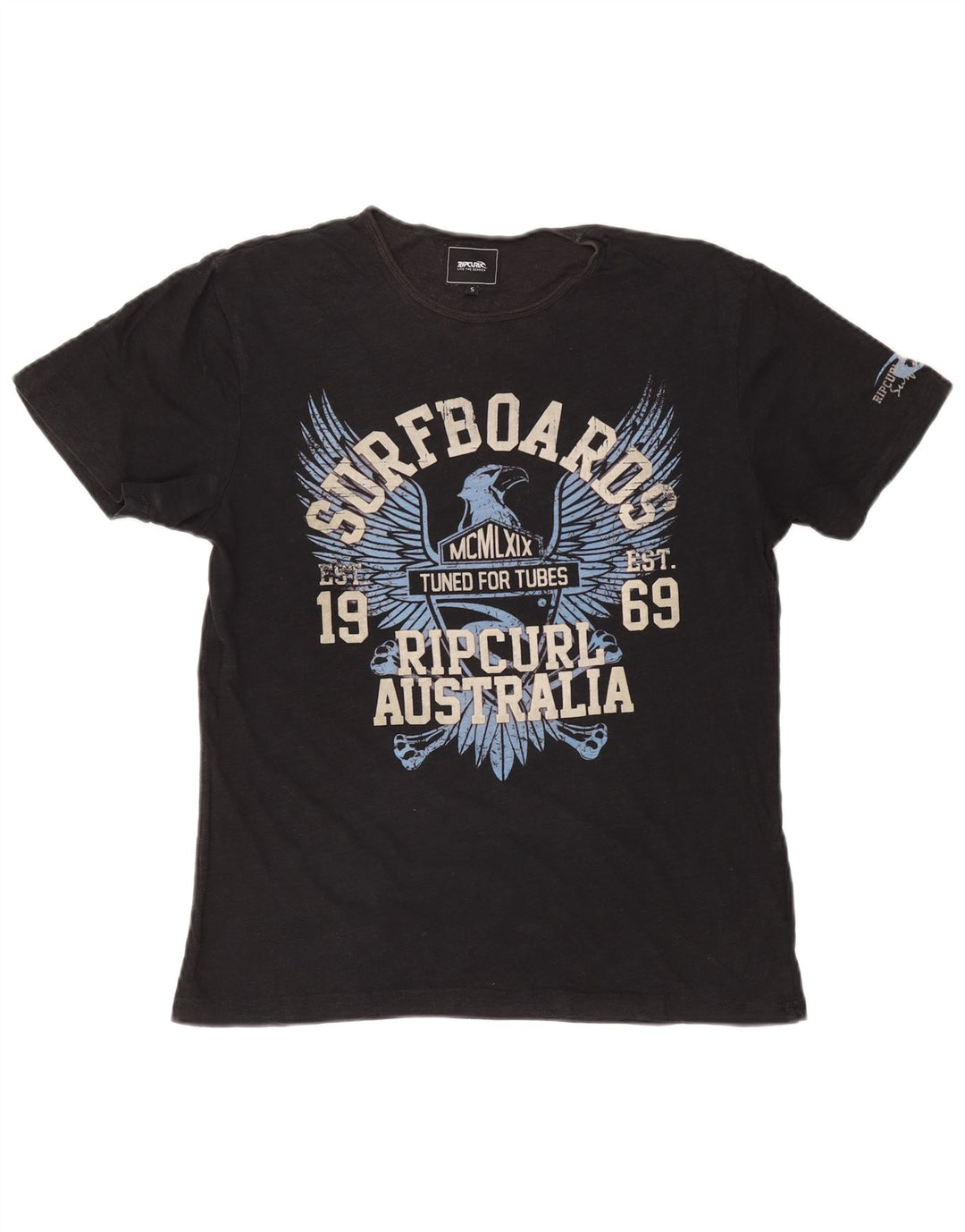 Мужская футболка с рисунком RIP CURL, маленькая, черная