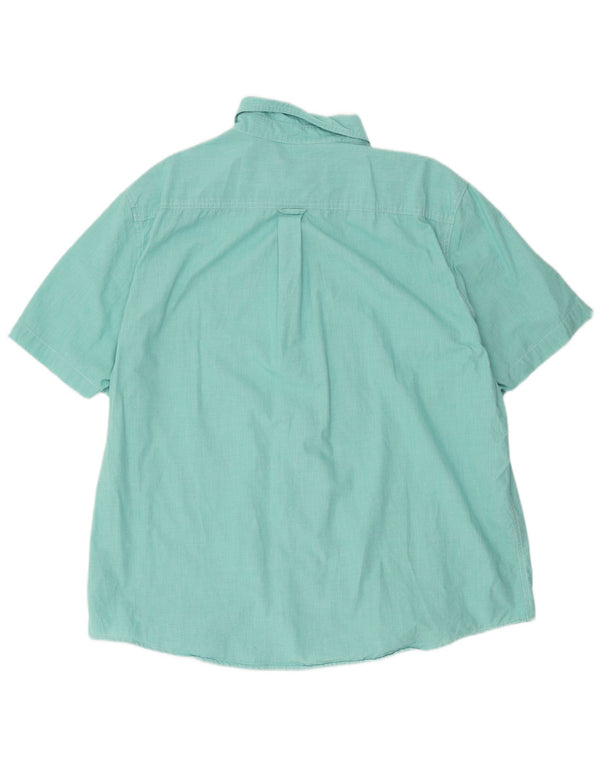 Мужская рубашка с коротким рукавом Chaps Easy Care, 2XL, бирюзовый хлопок с узором 