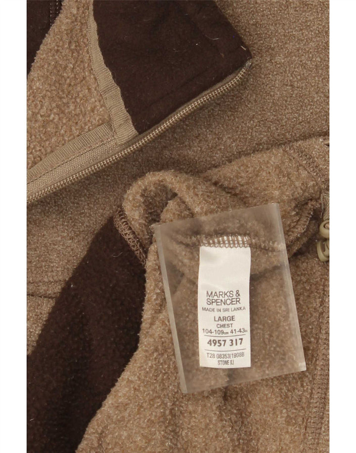 Мужская флисовая куртка Marks & Spencer UK 40, большая коричневая, полиэстер