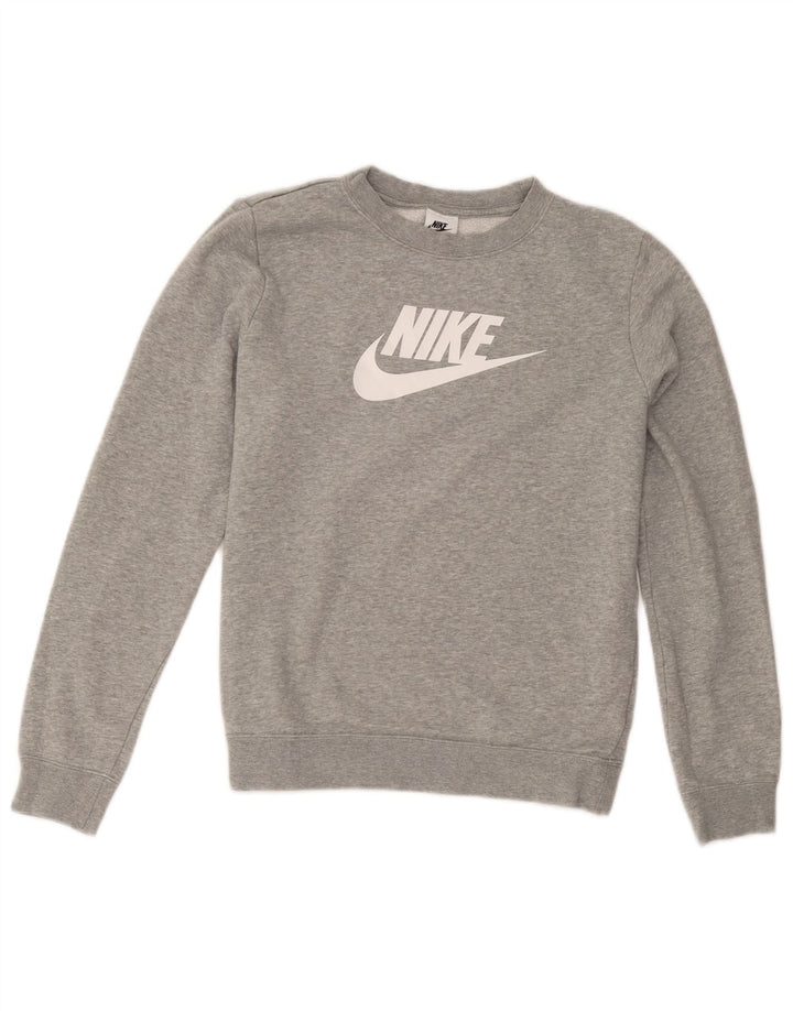 Женский джемпер большого размера с рисунком Nike UK 10, маленький серый хлопковый