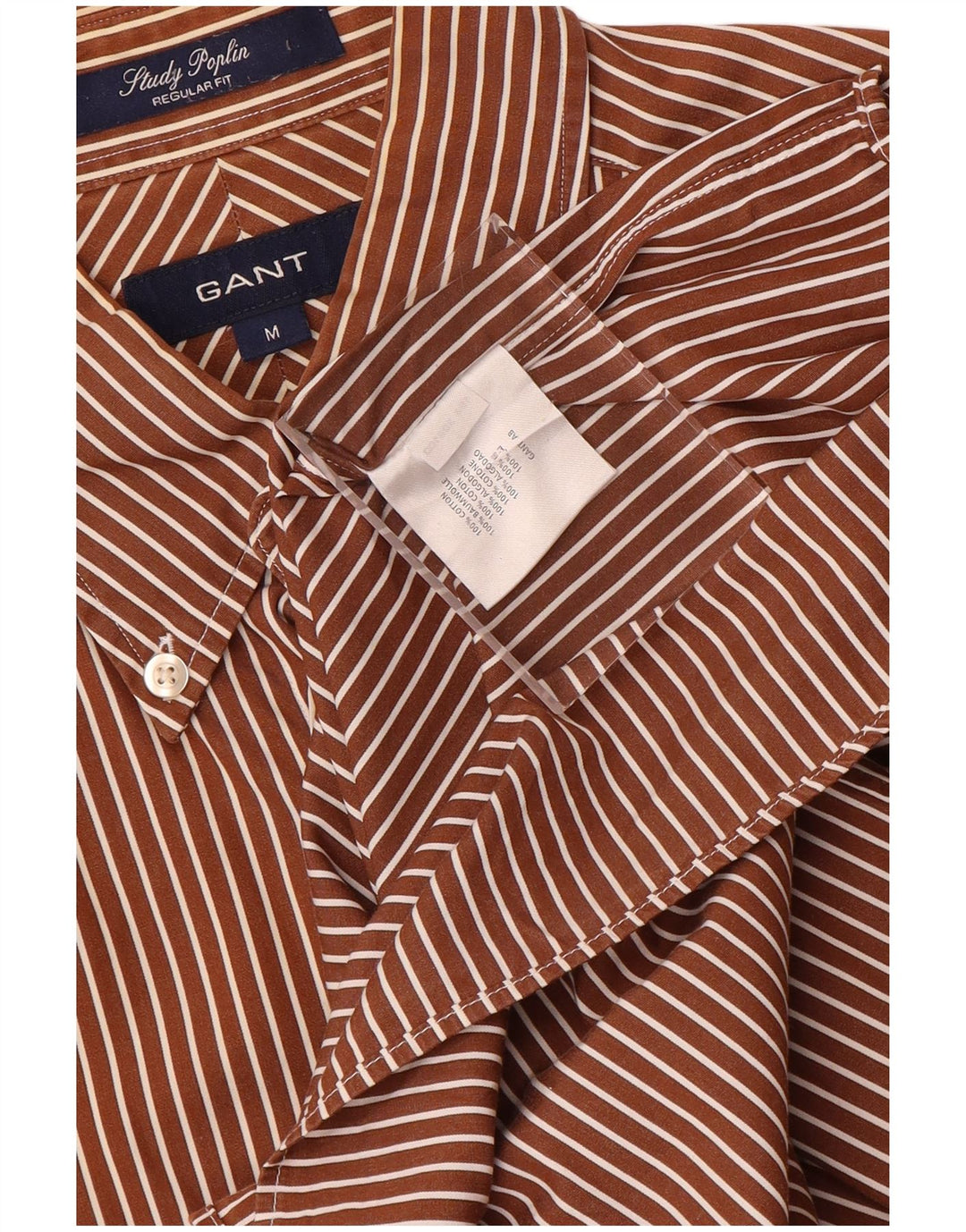 Мужская рубашка стандартного кроя Gant из хлопка в коричневую полоску среднего размера
