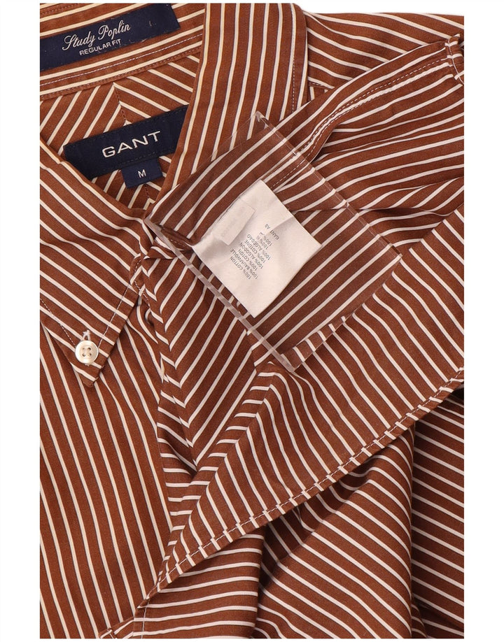 Мужская рубашка стандартного кроя Gant из хлопка в коричневую полоску среднего размера