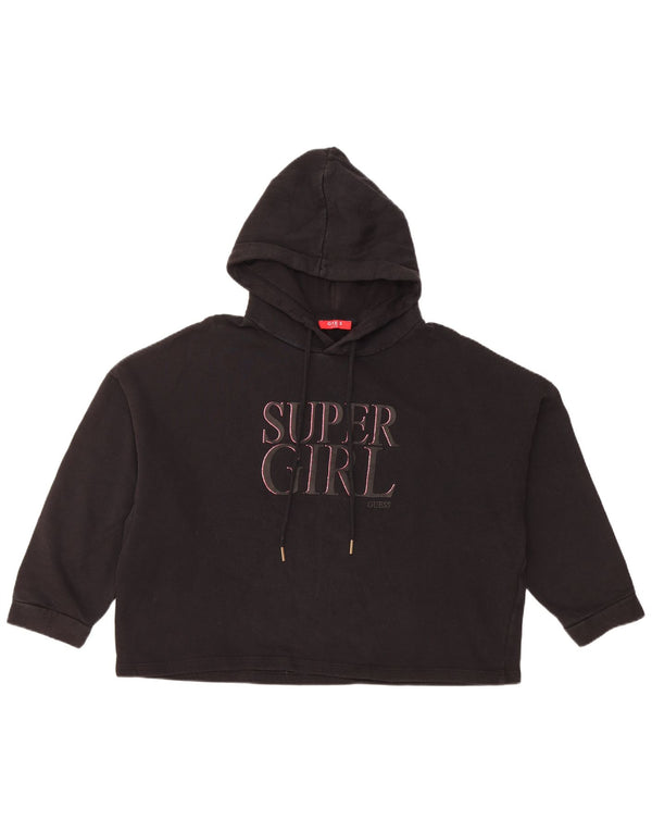 GUESS Женский джемпер с капюшоном оверсайз с рукавом 3/4 и графикой UK 8, маленький черный