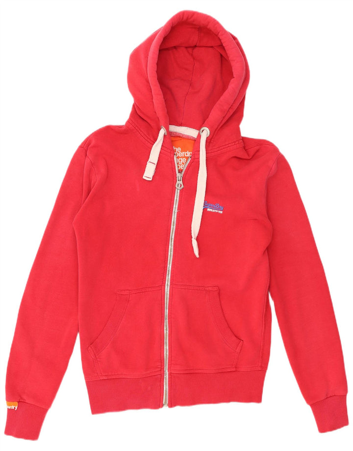 Мужской свитер с капюшоном на молнии Superdry, маленький красный, хлопковый