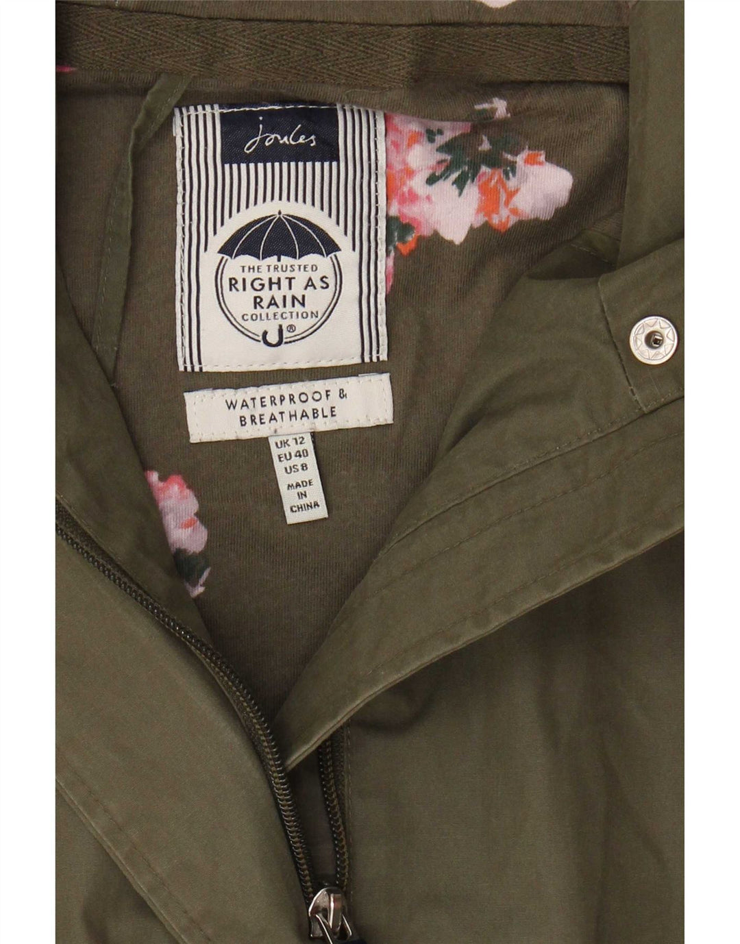 Женский плащ Joules с капюшоном UK 12 Средний Хаки