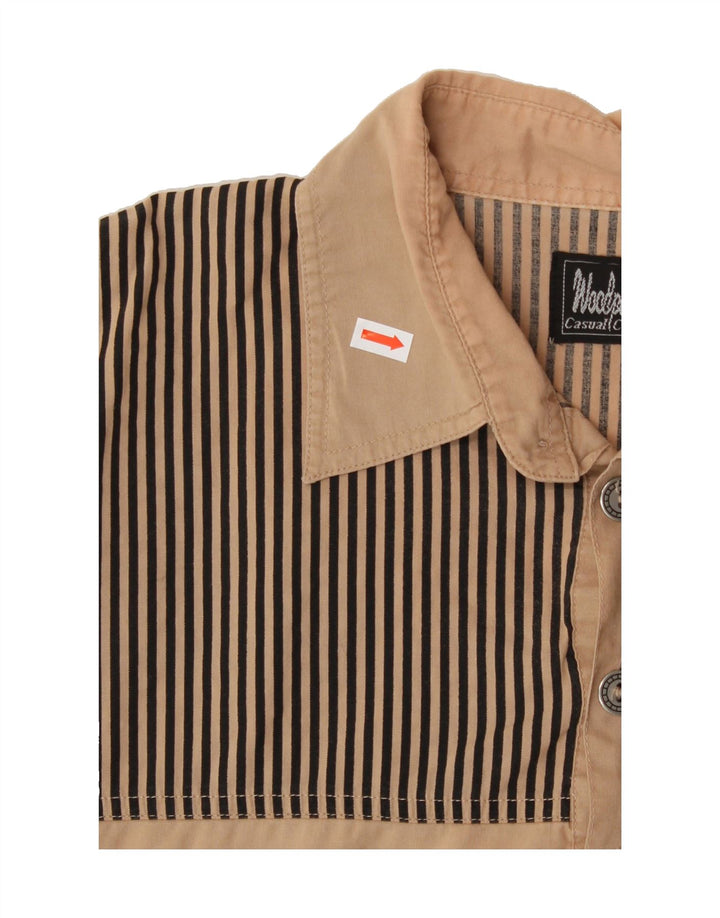 WOODPECKER Mens Short Sleeve Pullover Shirt Large Beige Striped Vintage Woodpecker and Second-Hand Woodpecker from Messina Hembry 
