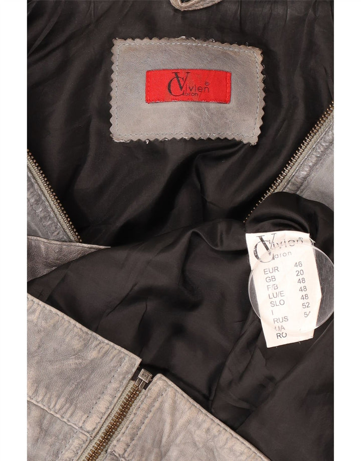 Женская кожаная куртка Vivien Caron UK 20 2XL серая кожаная