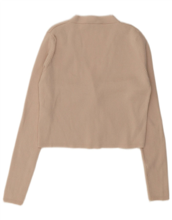 Женский укороченный кардиган Zara UK 12, средний бежевый, вискоза