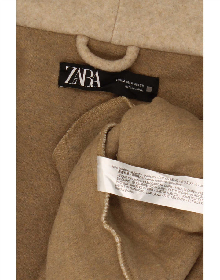 Женское пальто с капюшоном Zara UK 14, средний бежевый, полиэстер