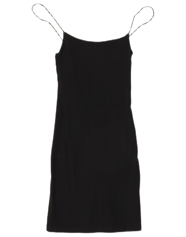 Женское платье-комбинация Zara UK 8, маленькое черное, хлопок