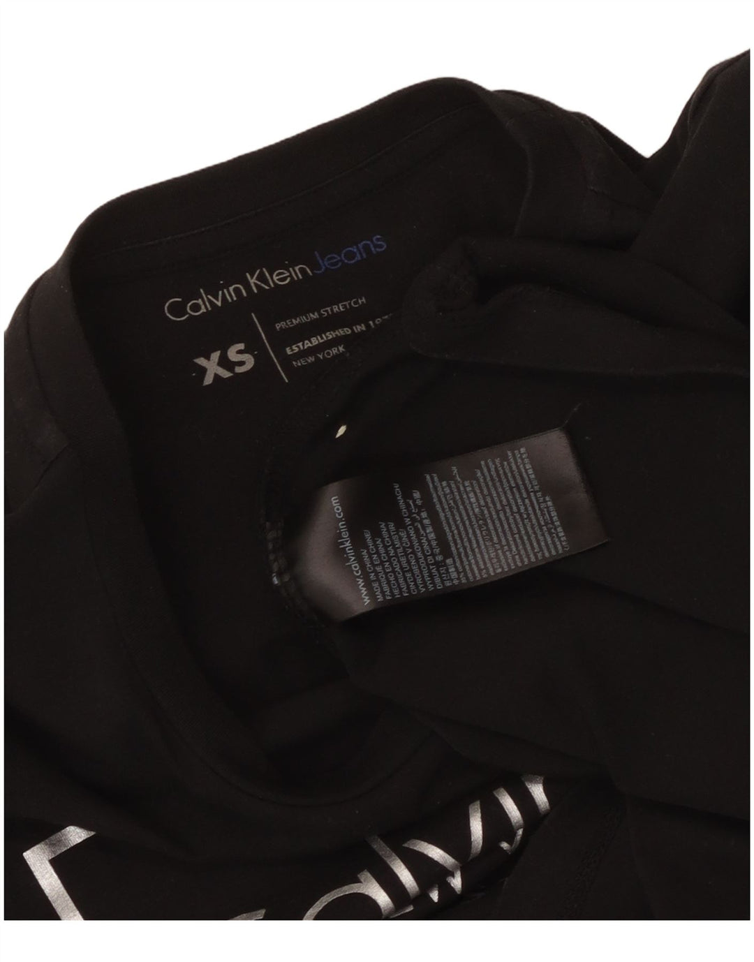 CALVIN KLEIN JEANS Женская футболка с рисунком Top UK 6 XS, черный хлопок