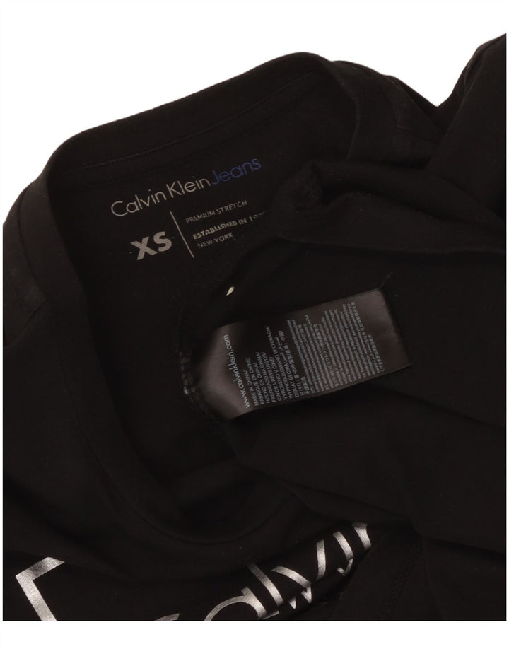 CALVIN KLEIN JEANS Женская футболка с рисунком Top UK 6 XS, черный хлопок