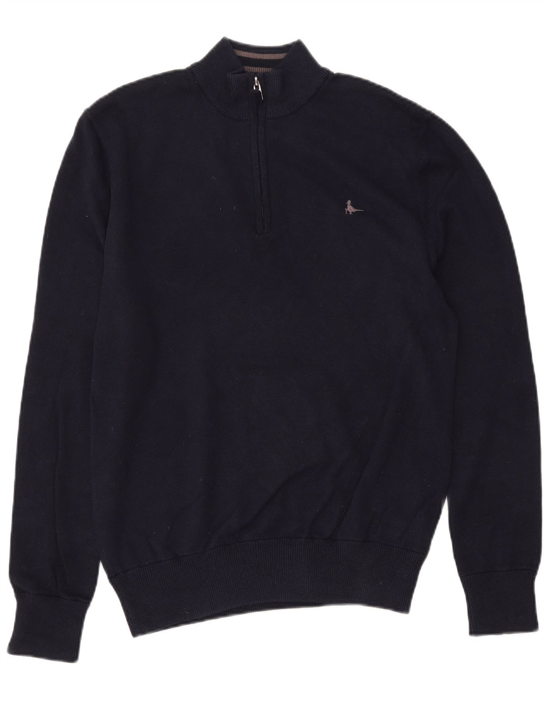 JACK WILLS Мужской джемпер с воротником на молнии, средний темно-синий хлопковый свитер