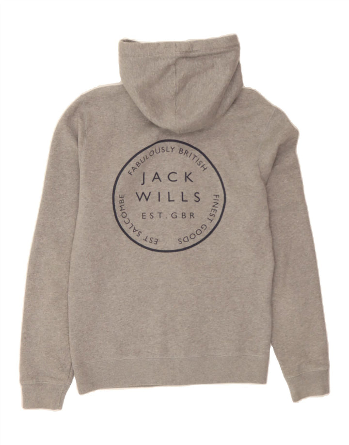 JACK WILLS Mens Zip Hoodie Sweater Small Grey Cotton Vintage Jack Wills and Second-Hand Jack Wills from Messina Hembry 