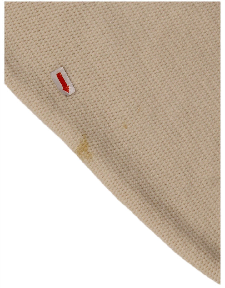 ВИНТАЖНЫЙ мужской джемпер с v-образным вырезом, большой бежевый хлопковый свитер