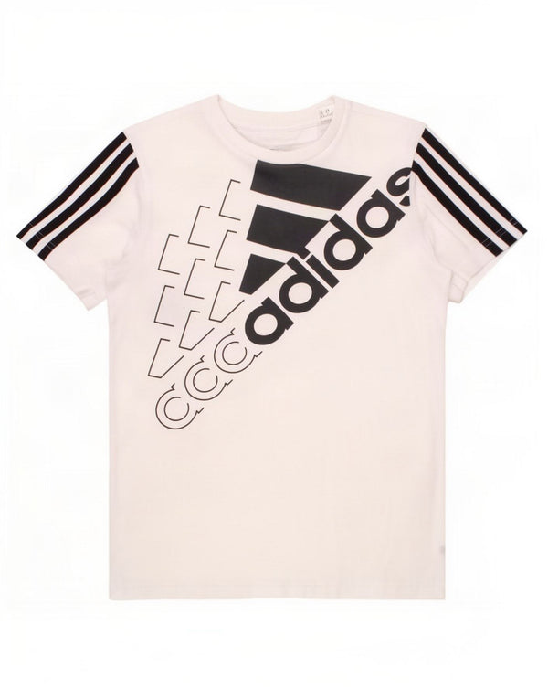Футболка Adidas с рисунком для мальчиков, топ 9–10 лет, белый хлопок