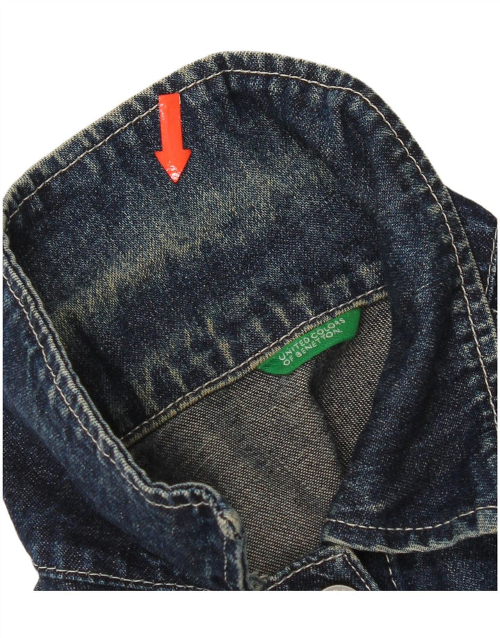 Женская укороченная джинсовая куртка Benetton UK 10, маленькая, синяя, хлопок