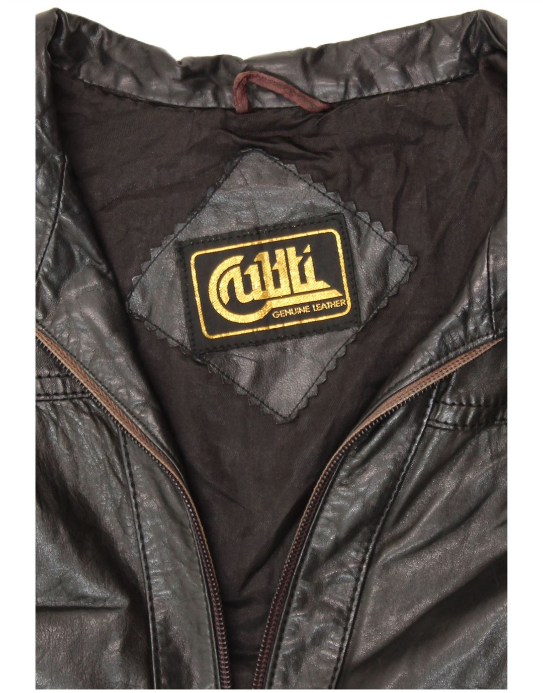 ВИНТАЖНАЯ Женская Кожаная Куртка UK 14 Средний Черный Кожаный