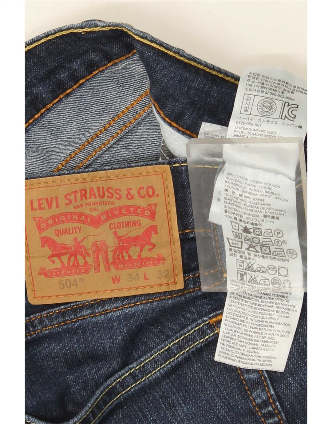 Женские прямые джинсы Levi's 504 W34 L32 синие, хлопок