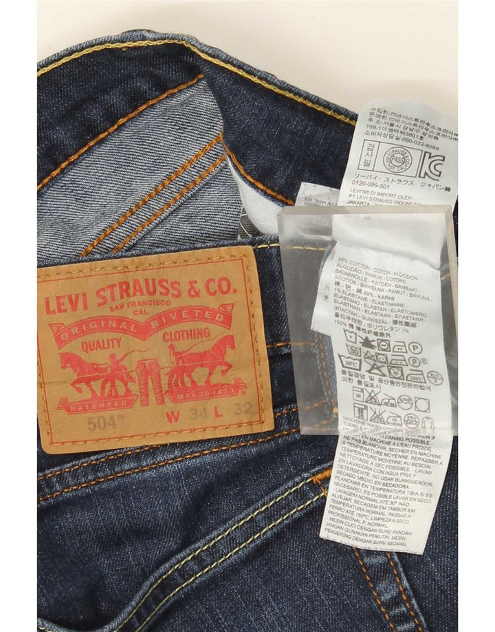 Женские прямые джинсы Levi's 504 W34 L32 синие, хлопок