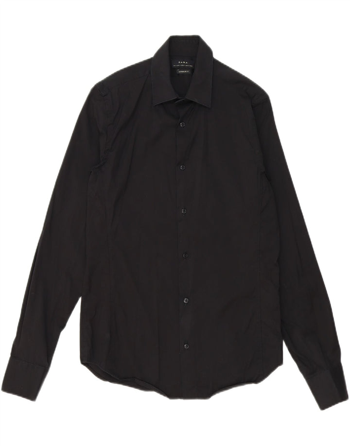ZARA Mens Slim Fit Shirt Small Black Cotton Vintage Zara and Second-Hand Zara from Messina Hembry 