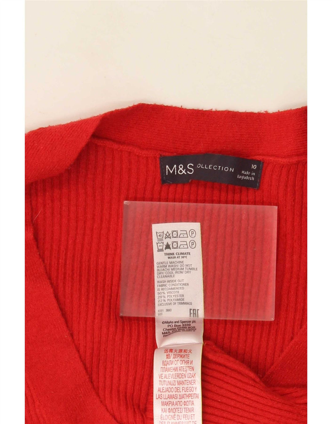 Женский свободный джемпер с v-образным вырезом Marks & Spencer UK 10, маленький красный