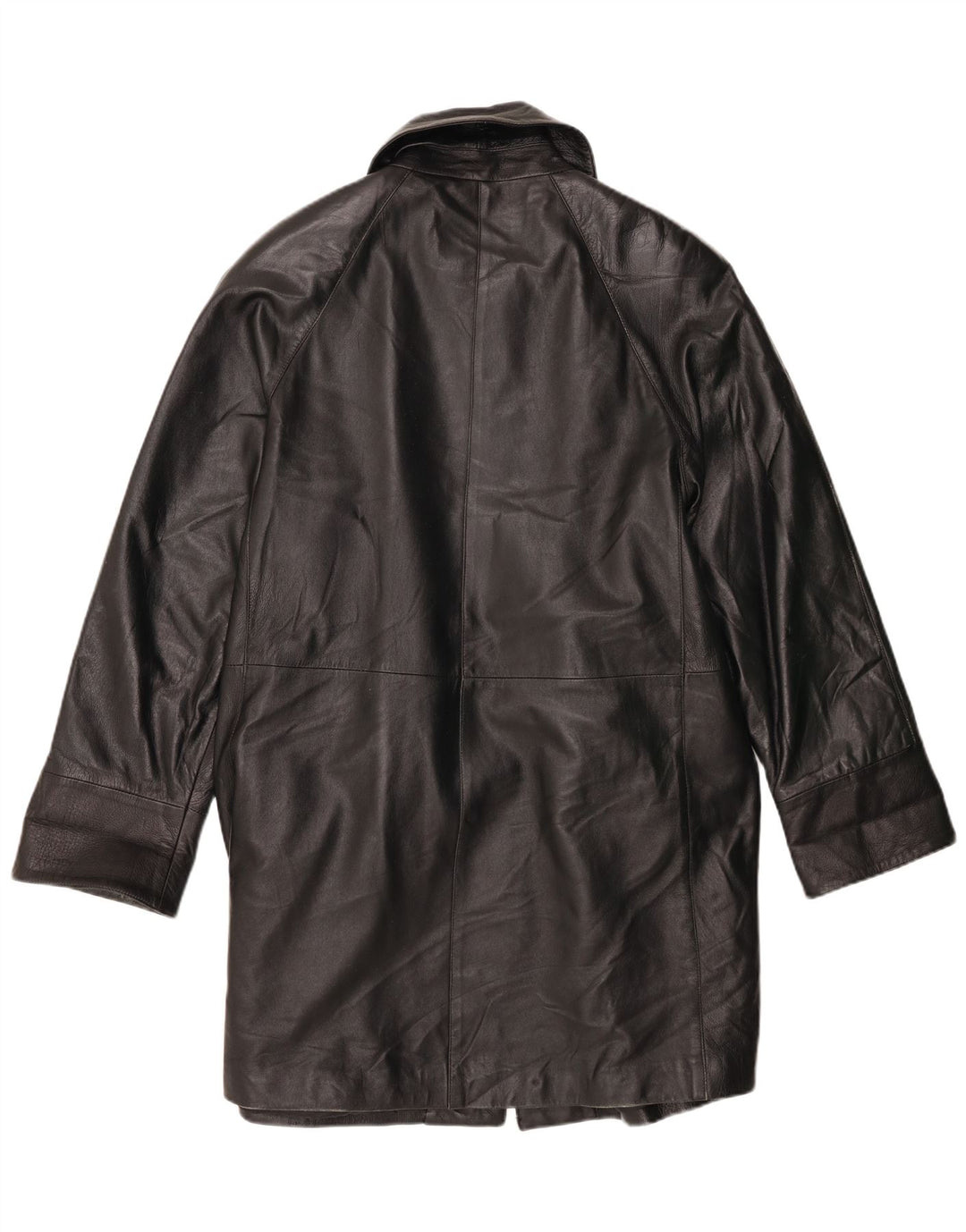 Винтажное женское кожаное пальто IT 42 Medium Black Leather