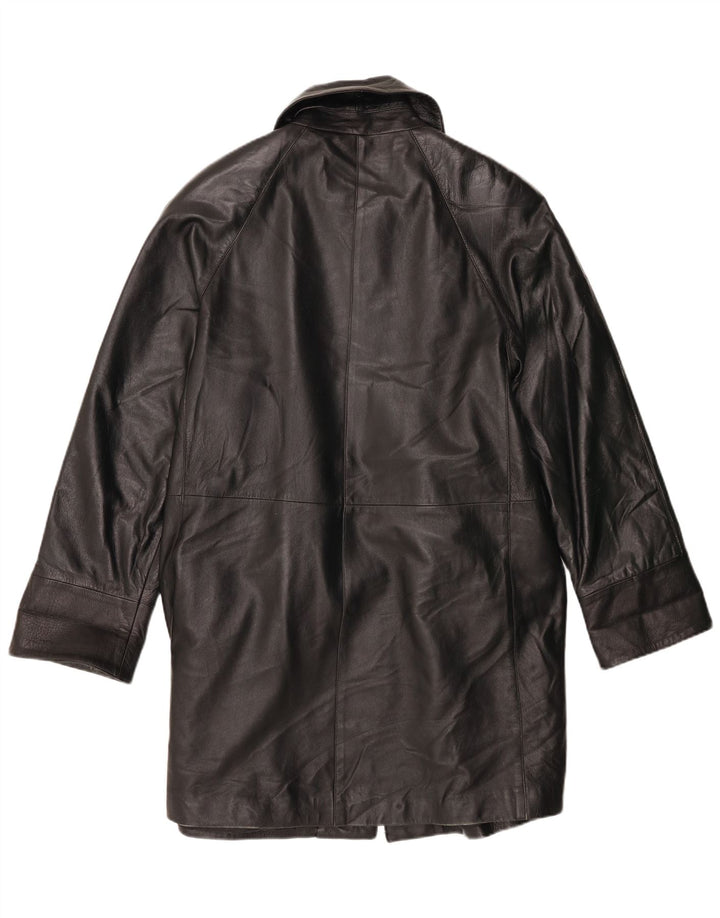 Винтажное женское кожаное пальто IT 42 Medium Black Leather