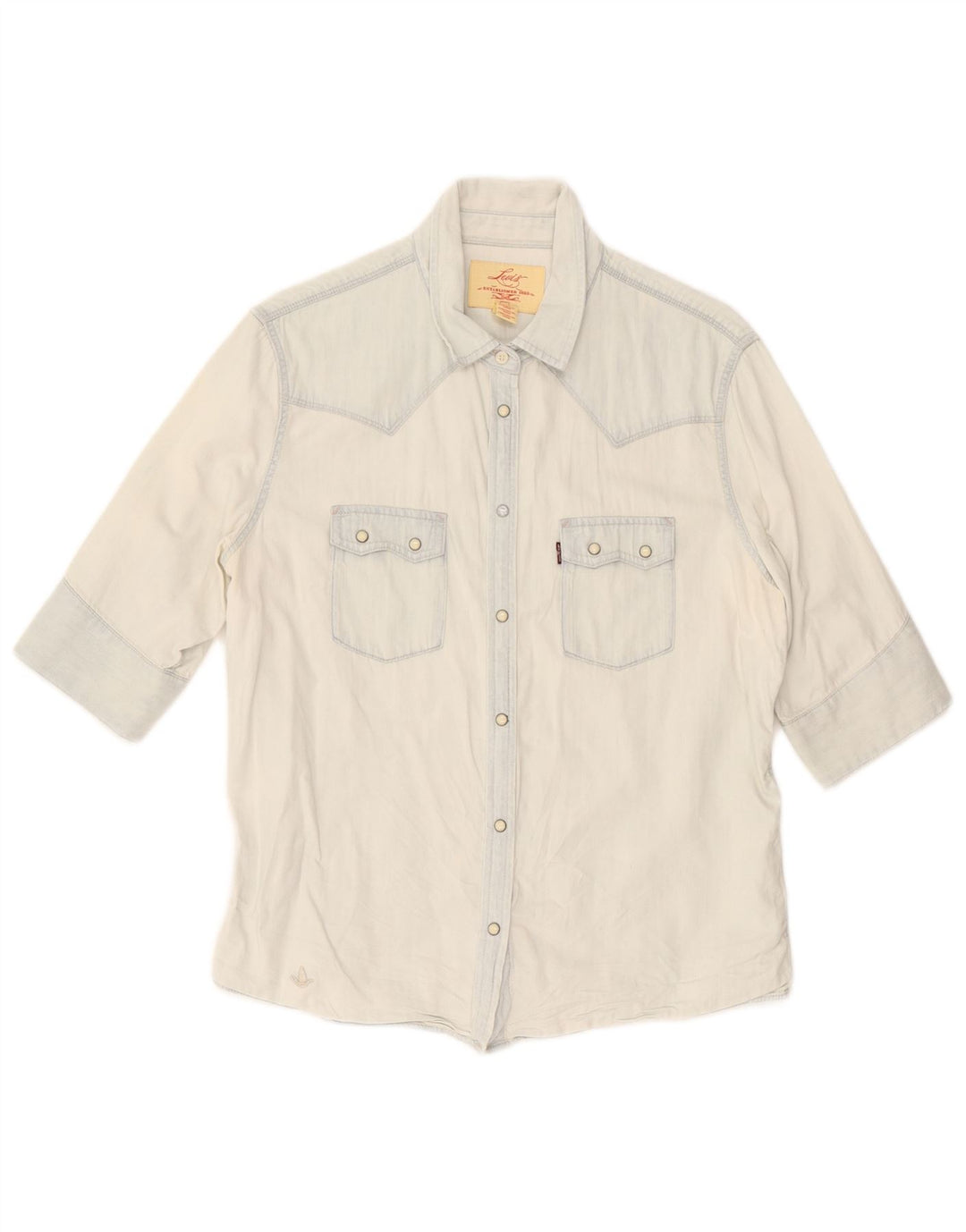 Женская джинсовая рубашка с коротким рукавом Levi's UK 16, большая синяя