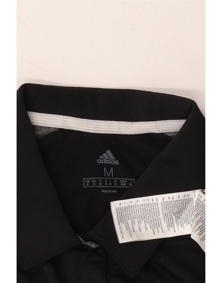 ADIDAS Womens Polo Shirt UK 14 Medium Black Polyester Vintage Adidas and Second-Hand Adidas from Messina Hembry 