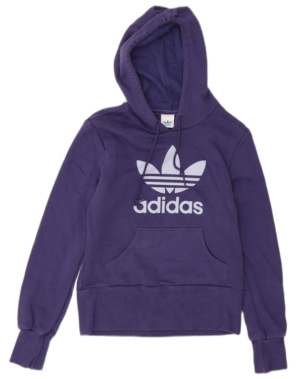 Джемпер с капюшоном Adidas для девочек 13-14 лет, фиолетовый, хлопок