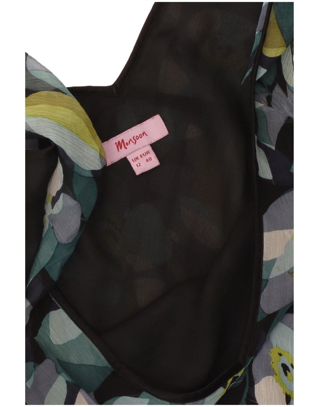 Женский сарафан Monsoon UK 12, средний черный, шелковый с цветочным принтом