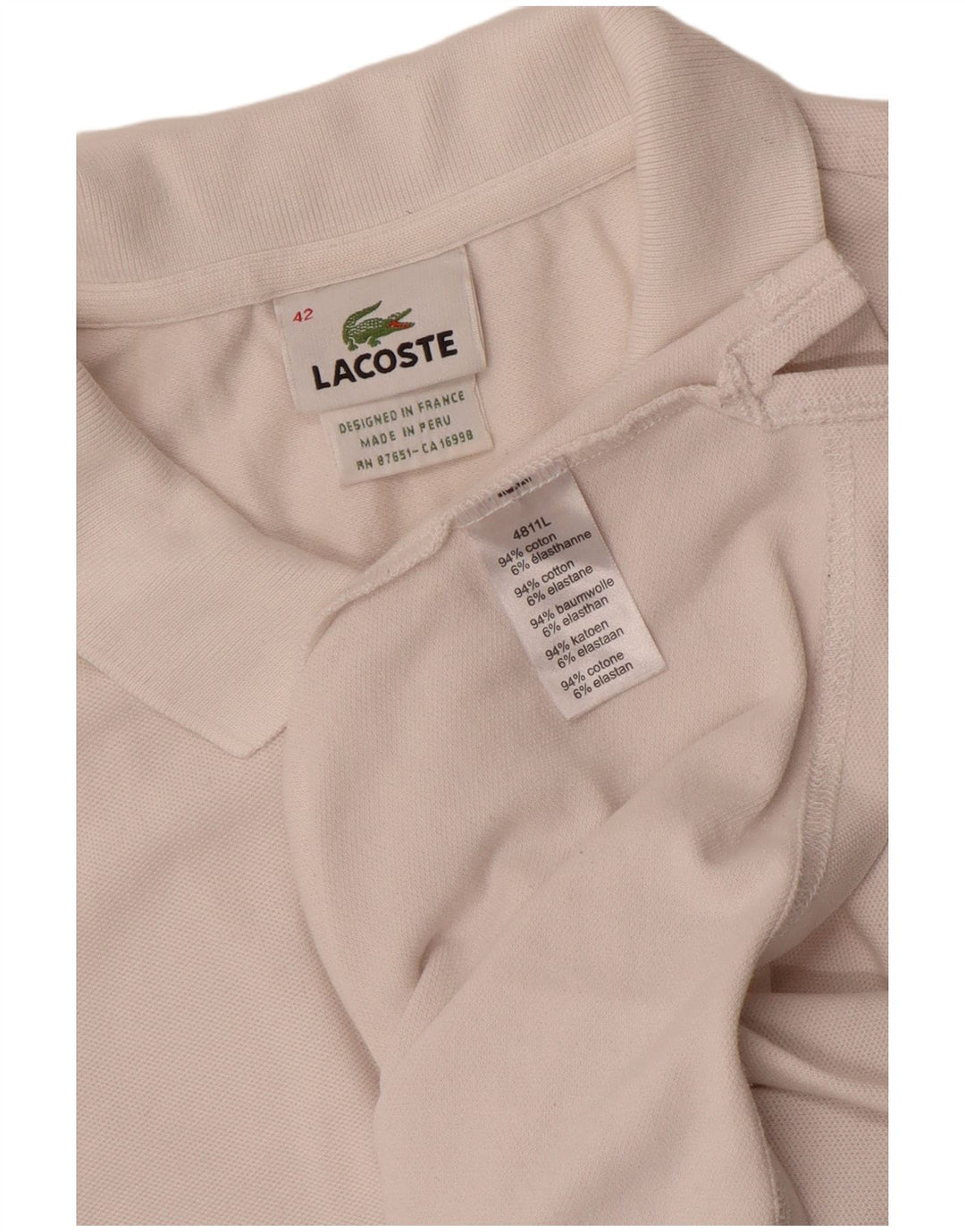 Женская рубашка поло Lacoste, размер 42, большой белый хлопок