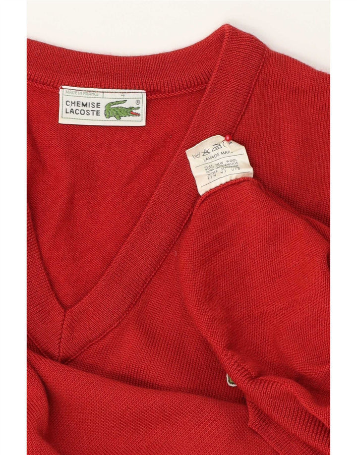 Мужской джемпер с v-образным вырезом Lacoste, размер 4, средний красный, новая шерсть