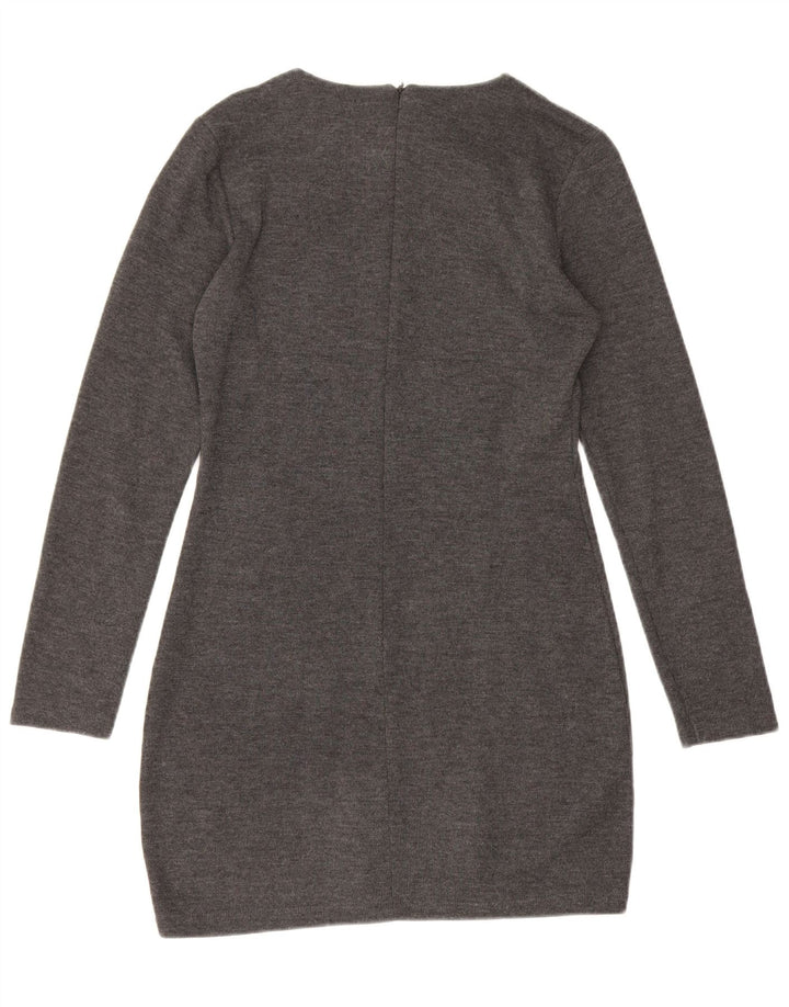 Женское платье-джемпер с длинным рукавом Zara UK 12, средний серый цвет