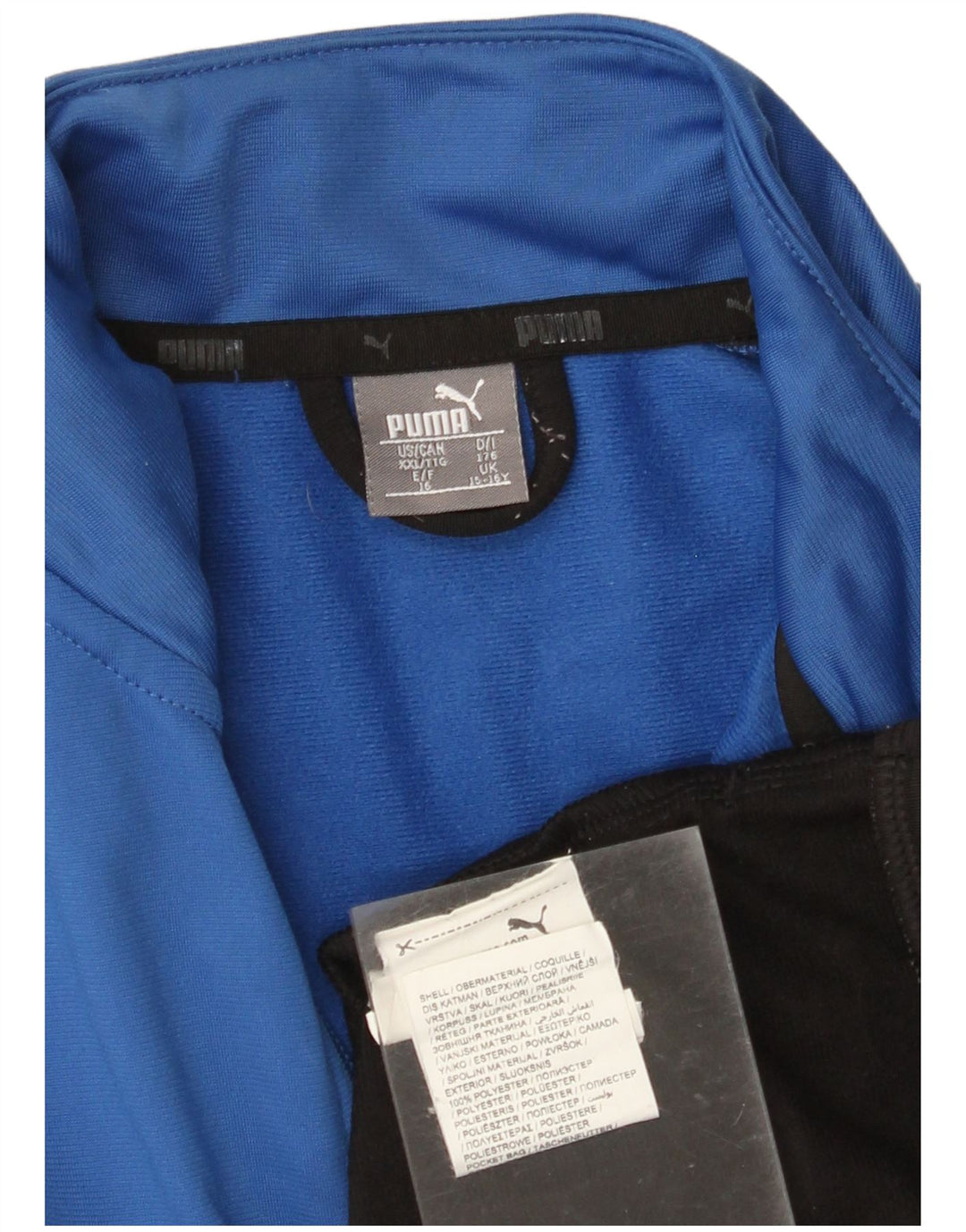PUMA Boys Graphic Tracksuit Top Jacket 15-16 Years Blue Colourblock