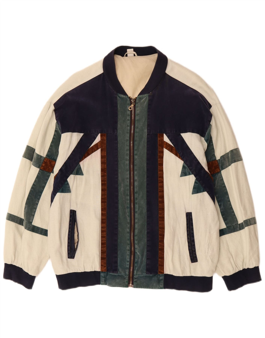 ВИНТАЖНАЯ Мужская куртка-бомбер свободного кроя, Великобритания, 36, маленькая, с белыми цветными блоками