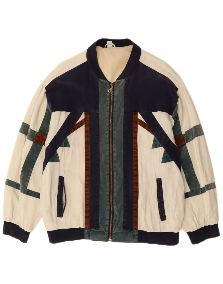 ВИНТАЖНАЯ Мужская куртка-бомбер свободного кроя, Великобритания, 36, маленькая, с белыми цветными блоками
