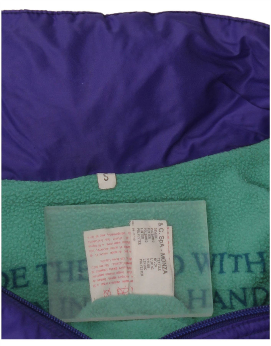 ВИНТАЖНЫЙ Мужской анорак свободного кроя с капюшоном, Великобритания, 36, маленький фиолетовый, с цветными блоками