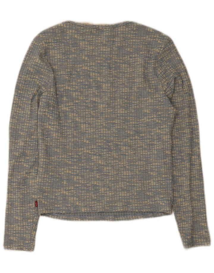 Женский топ Levi's с длинным рукавом UK 14, большой синий полиэстер с крапинками