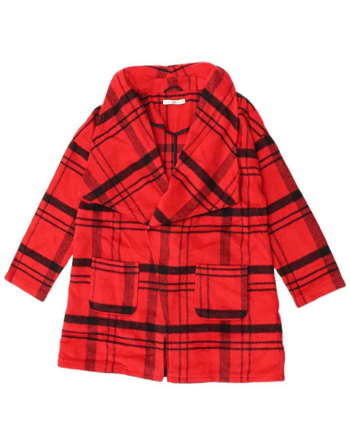 Пальто Marks & Spencer для девочек 11–12 лет, красное полиэстер в клетку