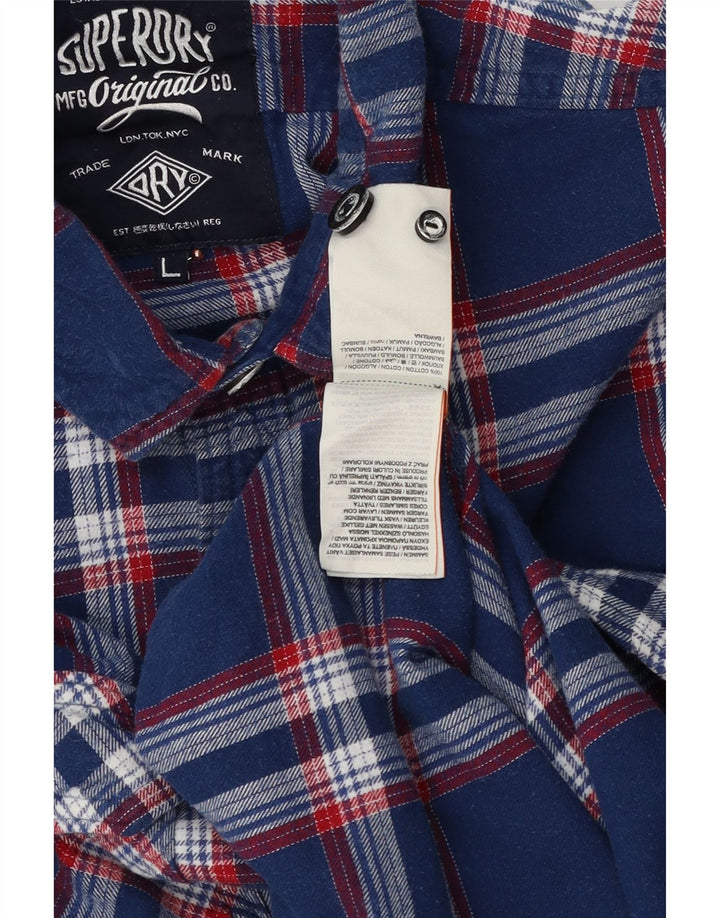 Мужская фланелевая рубашка Superdry, большая темно-синяя клетка, хлопок