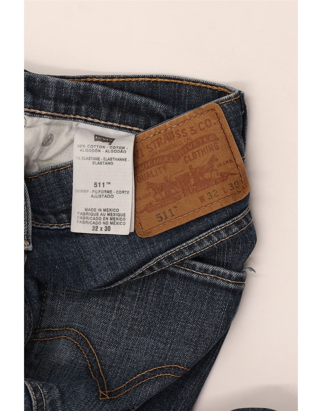 Мужские джинсы Levi's 511 Slim W32 L30 синие, хлопок