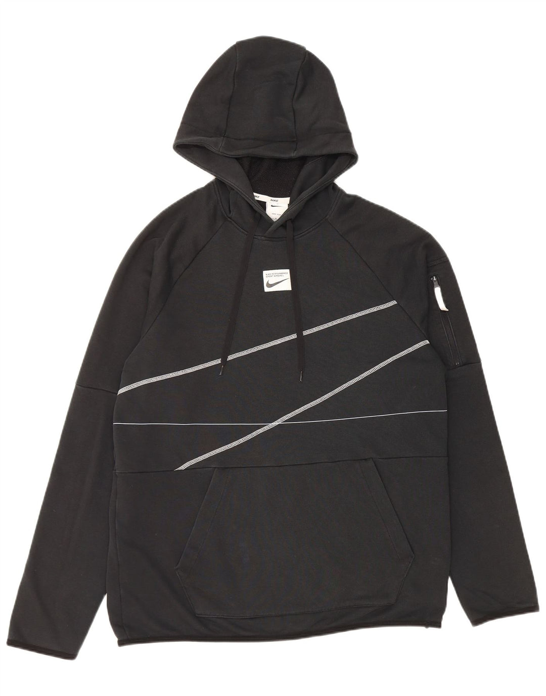 Мужской джемпер с капюшоном NIKE Dri Fit, хлопковый средний черный в полоску