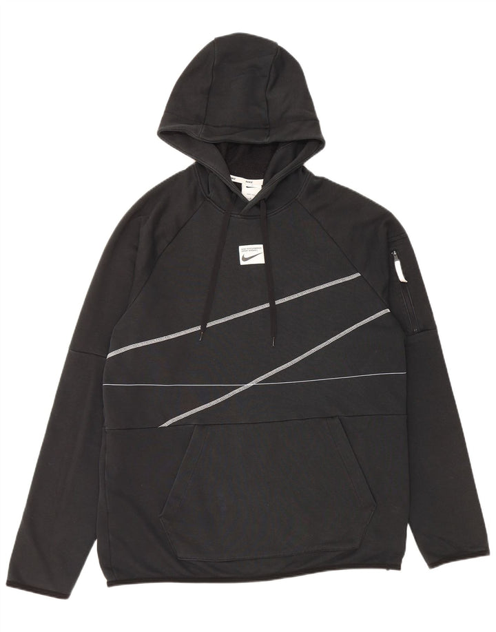 Мужской джемпер с капюшоном NIKE Dri Fit, хлопковый средний черный в полоску