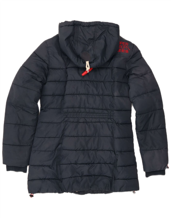 Женская утепленная куртка с капюшоном Superdry UK 14, большой темно-синий полиэстер